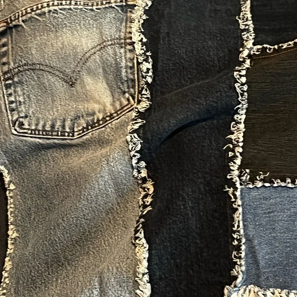 Beautiful handmade denim quilt -Halloween-put the candy in the bag and no one